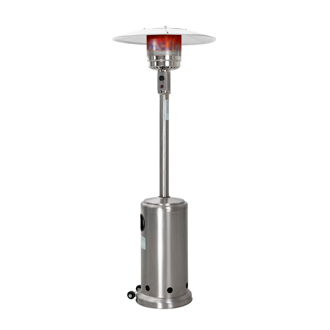 Outdoor 46,000 BTU Stainless Iron Propane Gas Patio Heater with Cover
