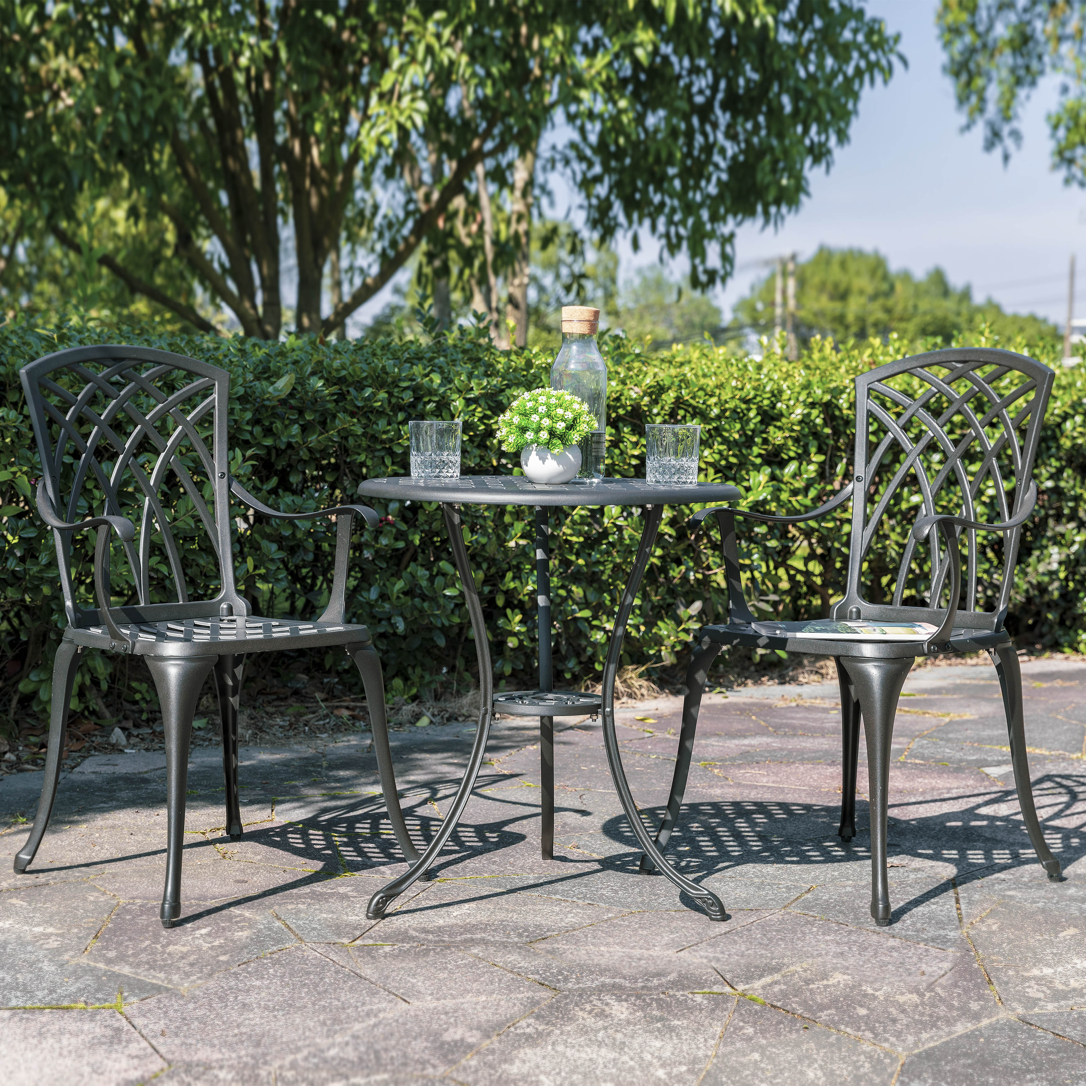 Wrought iron outdoor online bistro set