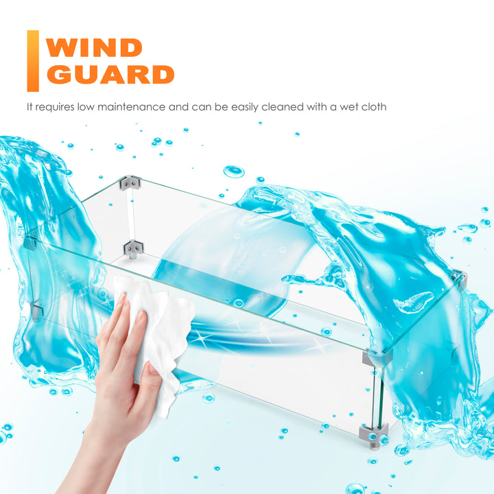 Rectangular Fire Pit Wind Guard, Transparent Tempered Glass