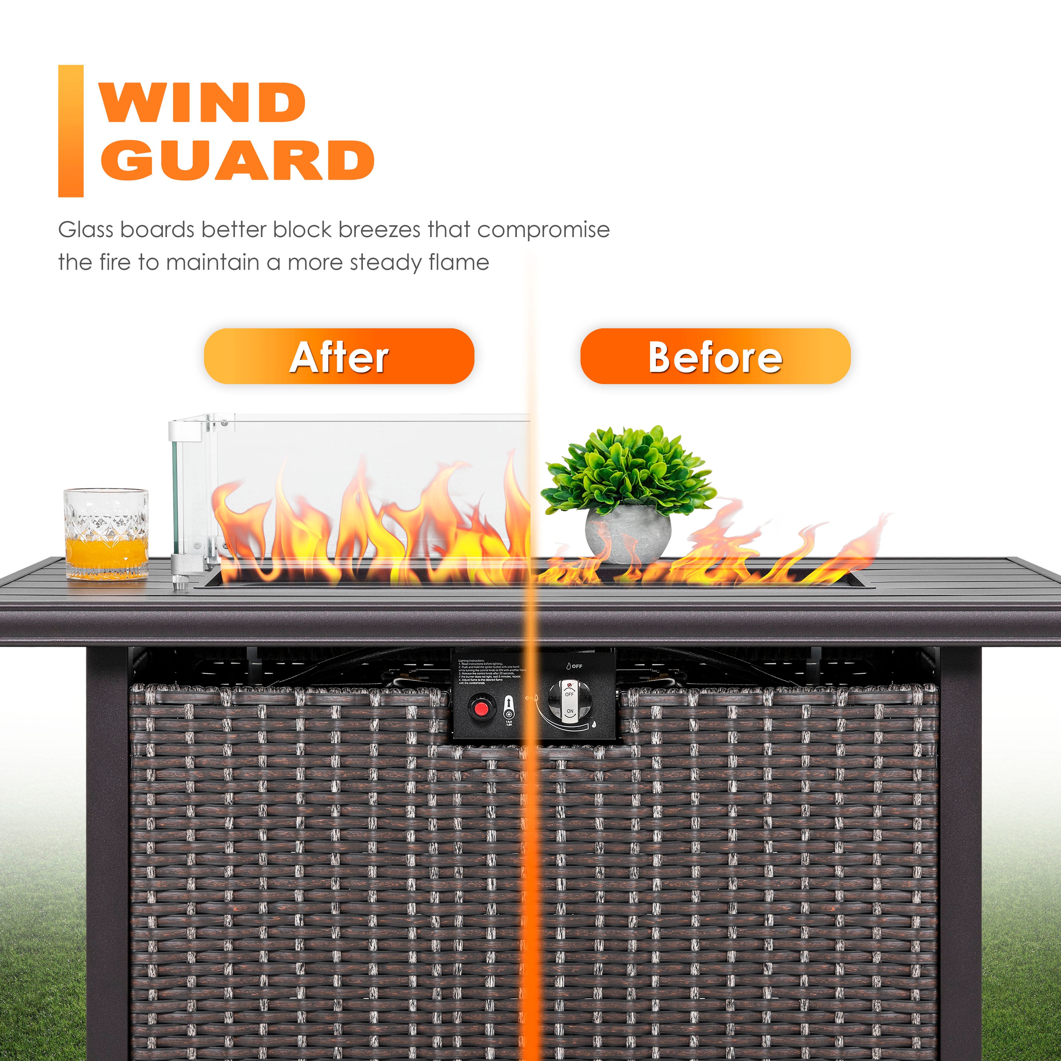 Nuu Garden Fire Pit Wind Guard WG01 | clear, glass, weather
